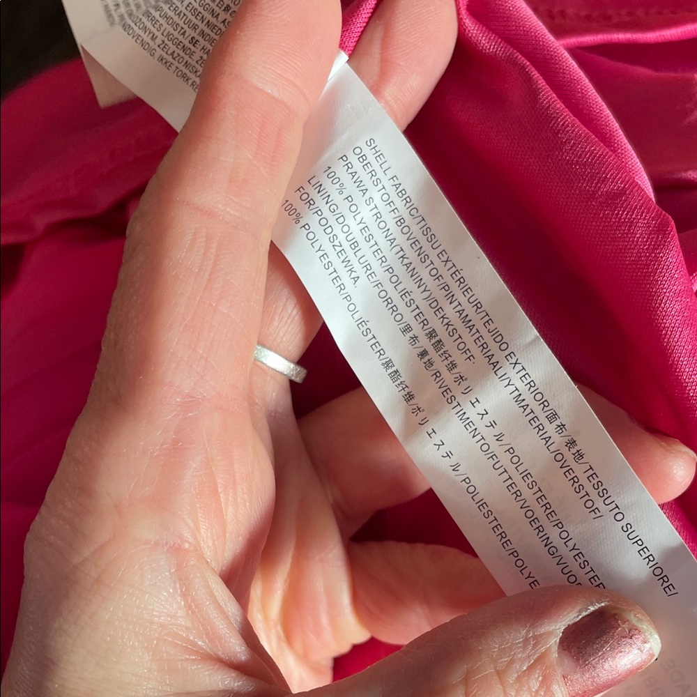 Moon river Pink satin Dress with gathered bust, pleated skirt &Ruffle Sleeve - Picture 6 of 10